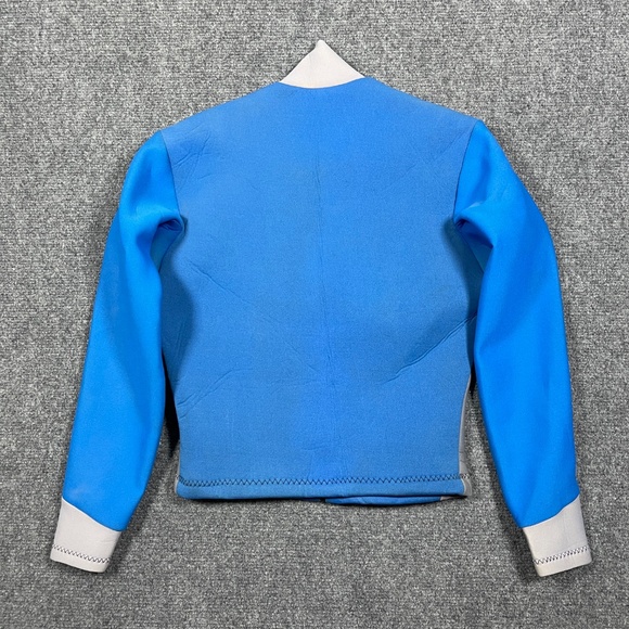 Vintage Rip Curl Wetsuit Top Zip Up USA Made Youth Large Size Blue Rainbow 0578 - Picture 2 of 12
